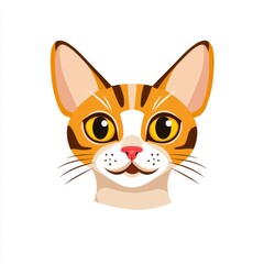 Obraz premium Illustration of a curious and playful orange and white cat with large yellow eyes