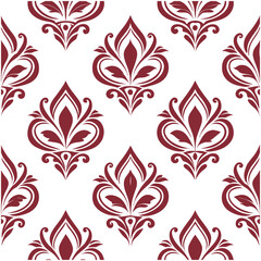 Seamless Luxury Damask Floral Ornament Pattern Vector Design.