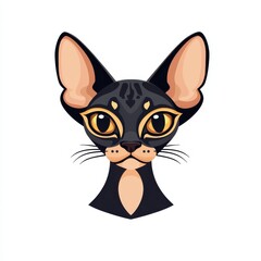 Obraz premium Illustration of a dark cat with golden eyes and a light chin gazing directly at the viewer