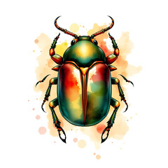 ancient Egypt scarab beetle watercolor,