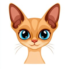 Obraz premium Cartoon illustration of a cat with large blue eyes and tan fur