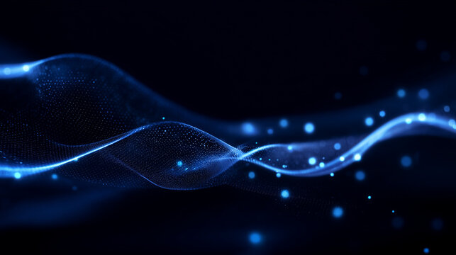beautiful abstract wave technology background with blue light digital effect corporate concept generative ai