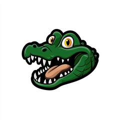 Fototapeta premium Cartoon illustration of an alligator head with open mouth and sharp white teeth