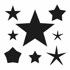 Set of star black icon vector on white background.
