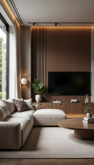 hyper realistic morden living room interior design a generative al. 