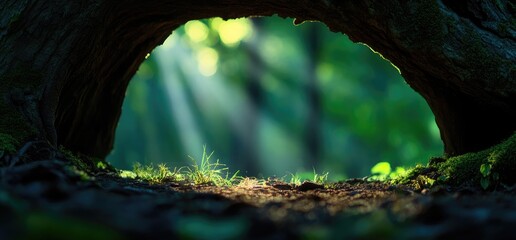 Forest opening natural light serene landscape environmental view