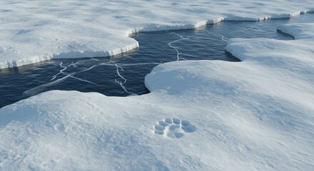 Obraz premium Paw Print in Pristine Snow Landscape