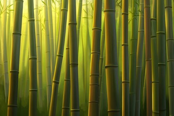 Fototapeta premium Golden Bamboo Forest Sunrise.