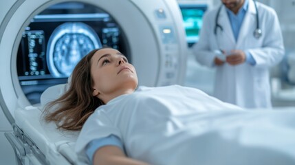 Fototapeta premium Patient undergoing mri scan in medical facility health care environment medical imaging clinical perspective
