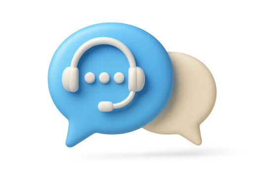 3d chat bubble with headset icon representing customer support communication. Isolated illustration - Powered by Adobe