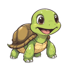 Fototapeta premium Cheerful Cartoon Turtle Illustration With a Happy Expression