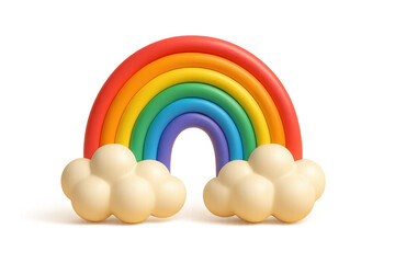 Colorful 3d rainbow with clouds on transparent background for designs and projects. Isolated illustration