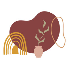 Boho Element on White Background. Vector Illustration in Minimalist Design.