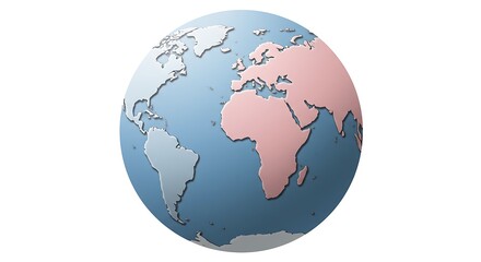 Fototapeta premium Globe Showing Continents Isolated on White for Design