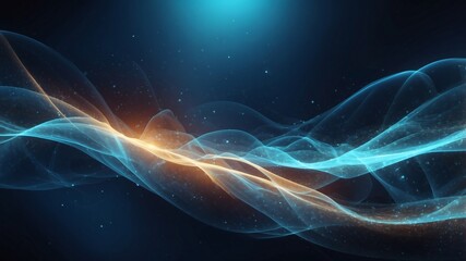 Abstract digital art showcasing vibrant blue and orange waves, ideal for technology and science themes. It conveys a sense of energy and fluidity.