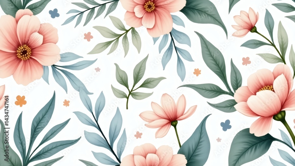 Poster delicate floral design with watercolor effect, ideal for adding a touch of elegance to any project. 