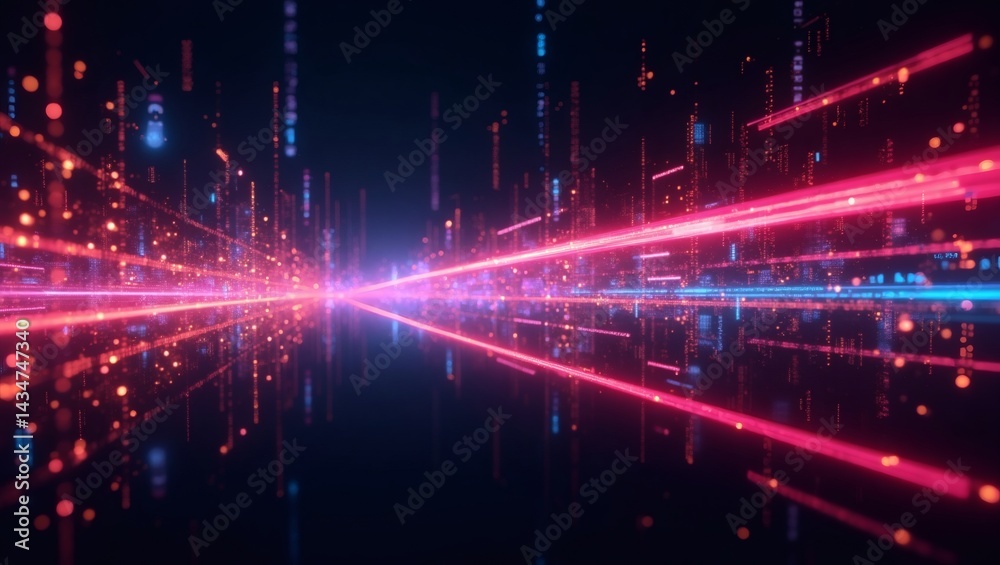 Aufkleber abstract futuristic digital landscape representing the interconnected world of data and information