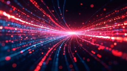 Fototapeta premium a dynamic visual representation of data flow with red and blue lights, symbolizing the speed and efficiency of technology