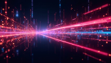 Fototapeta premium Abstract futuristic digital landscape representing the interconnected world of data and information