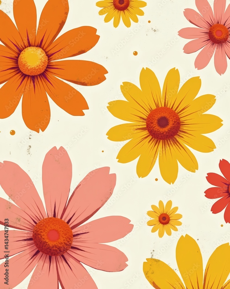 Poster a close-up shot of a collection of colorful flowers with intricate details