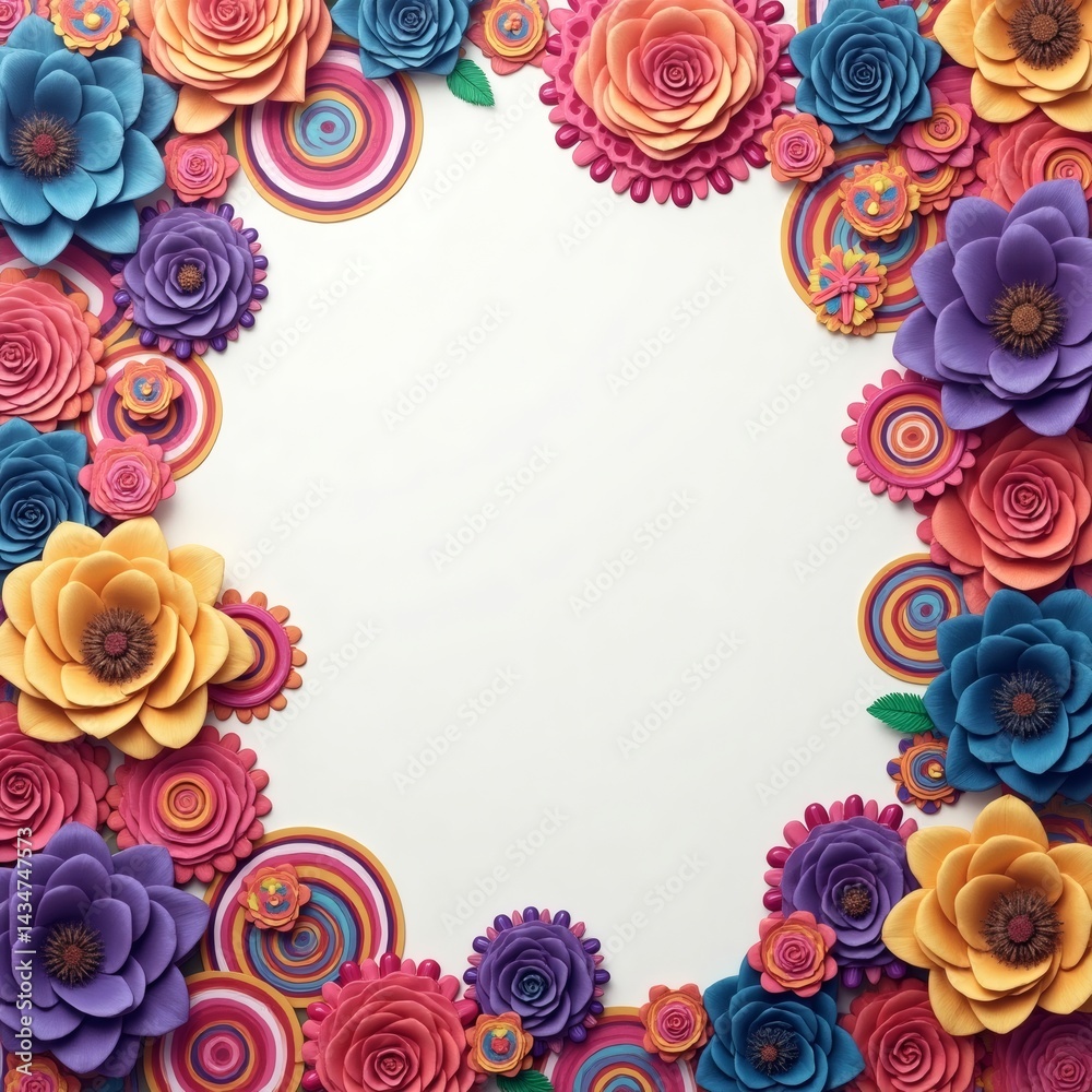 Poster a vibrant floral arrangement with a blank space in the middle, perfect for adding text. the artwork 
