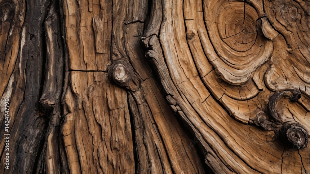 Aufkleber a close-up shot of the textured surface of a weathered wood, showcasing its intricate patterns and n