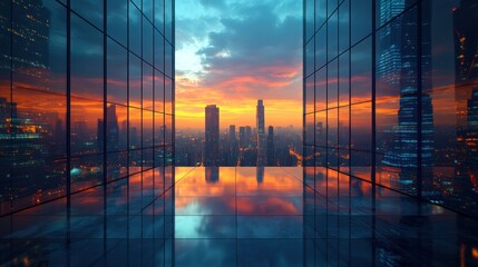 Skyscraper Sunset Cityscape Viewpoint