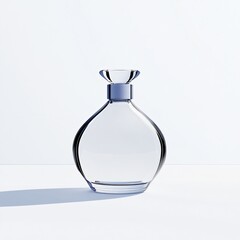 Elegant Glass Bottle: A minimalist, artistic perfume bottle stands poised against a light, airy backdrop, its curves and contours reflecting sophistication and luxury.