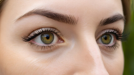 Obraz premium Young caucasian woman with a swollen eye from a wasp's sting. Allergy reaction on wasp bite.