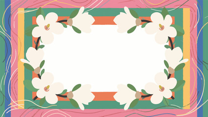 Magnolia Pattern, flower vector pattern surrounds a border.