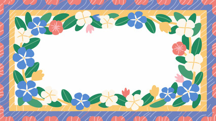 catharanthus roseus Pattern, flower vector pattern surrounds a border.