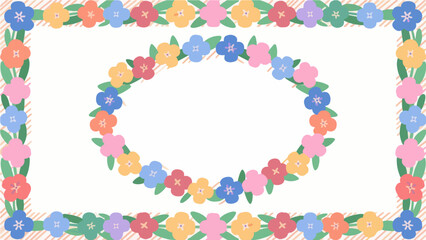 Verbena hybrida Pattern, flower vector pattern surrounds a border.
