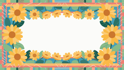 Calendula Pattern, flower vector pattern surrounds a border.