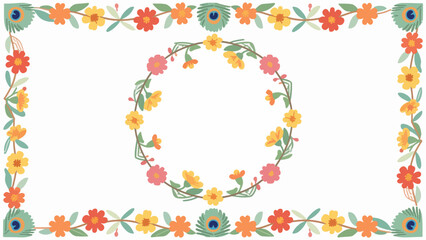 tagetes patula Pattern, flower vector pattern surrounds a border.