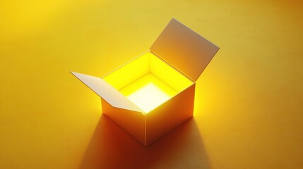 Glowing Box Open Yellow Background Idea