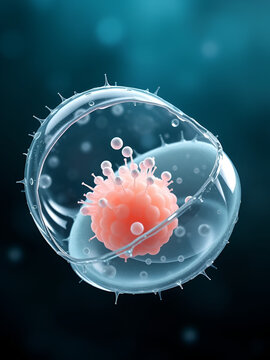 Release of sporozoites from Cryptosporidium parvum oocyst, 3D illustration. Cryptosporidium is a protozoan, microscopic parasite, the causative agent of the diarrheal disease cryptosporidiosis