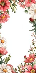 Elegant Watercolor Floral Frame Border Design Perfect for Wedding Invitations or Romantic Cards