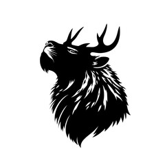 Fototapeta premium black and white vector image of silhouette Wild animal portrait, beauty, body line art. For use as a brochure template or for use in a web design image