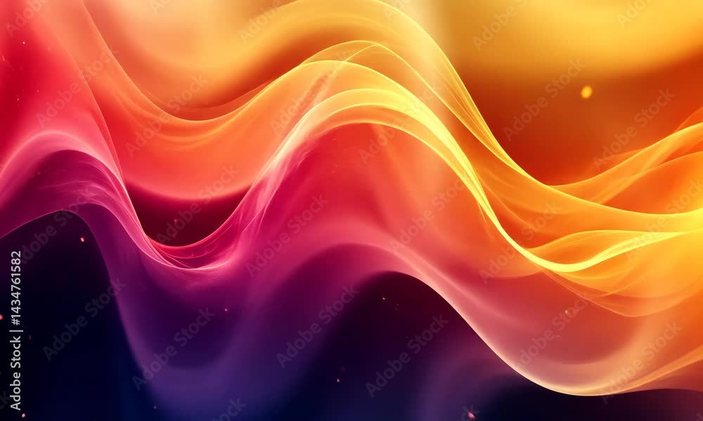 Poster abstract vibrant colorful waves flowing with ethereal light, creating a dynamic movement