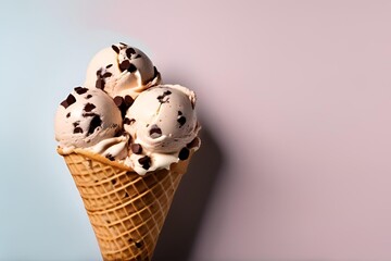 ice cream isolated at one side on a dark background