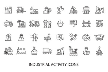 industrial activity icons set isolated on White Background Flat style design