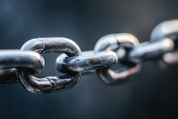 Close-up view of a metallic chain link.