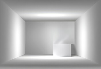 Fototapeta premium Empty White Room With Geometric Shapes And Soft Lighting