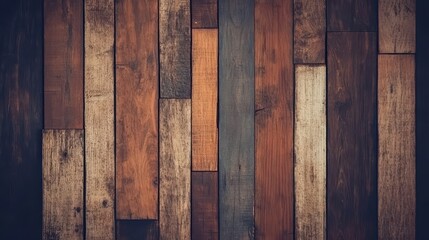 Vertical wooden planks in various shades of brown and gray.