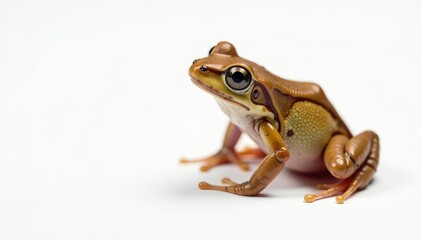 Obraz premium Brown frog on plain white background, showing texture, picture, white, biology