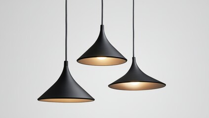 Fototapeta premium Hanging Pendant Lights with Black Shades Contemporary Lighting