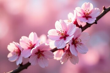 Fototapeta premium Delicate pink sakura blossoms, full bloom, soft petals , flowers, surface, floral