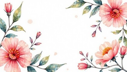 Obraz premium Delicate watercolor floral pattern on white background, romantic, botanical, pattern