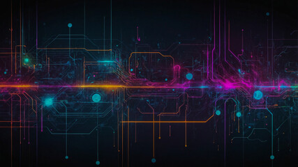 Obraz premium Futuristic Circuit Board Design with Neon Colors
