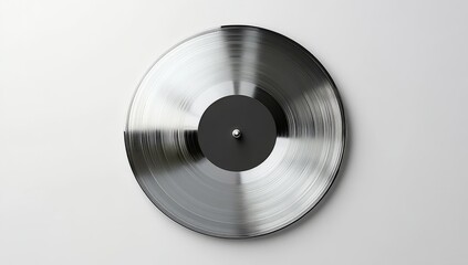 Shiny Record Display Flat Lay with Gray Center on White